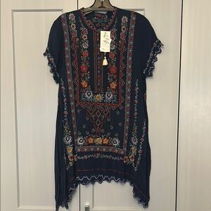 Johnny Was Blue Embellished Tunic